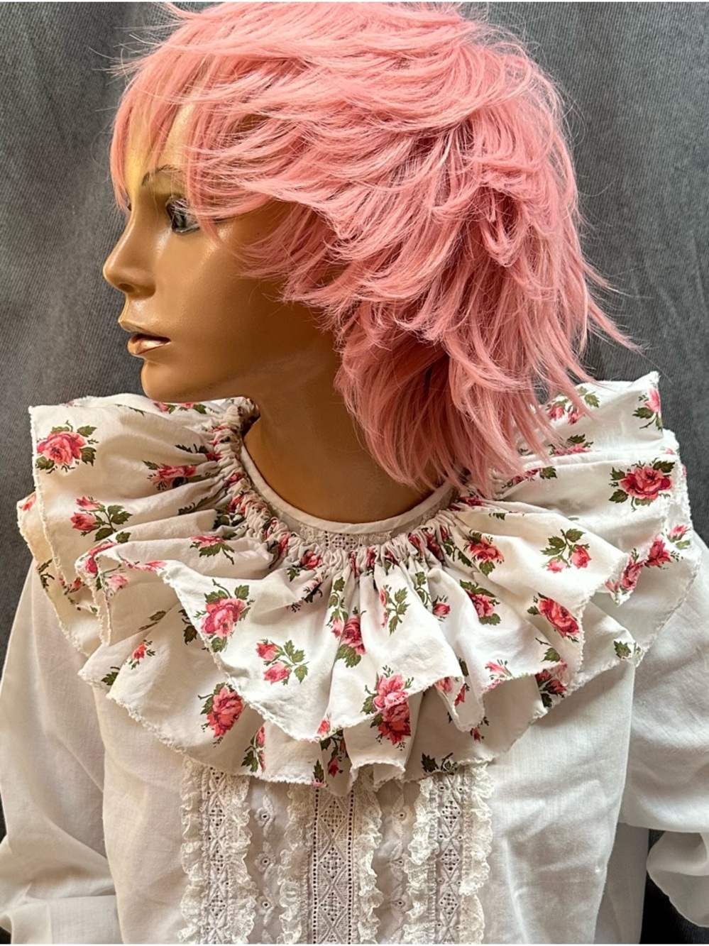 Vintage floral clown ruff statement collar detachable one size fits